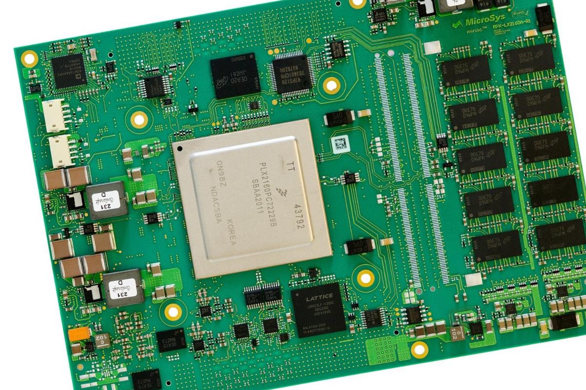 Green PCB with components